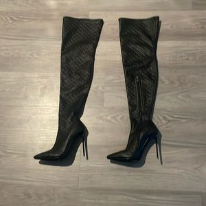 Black high heel boots